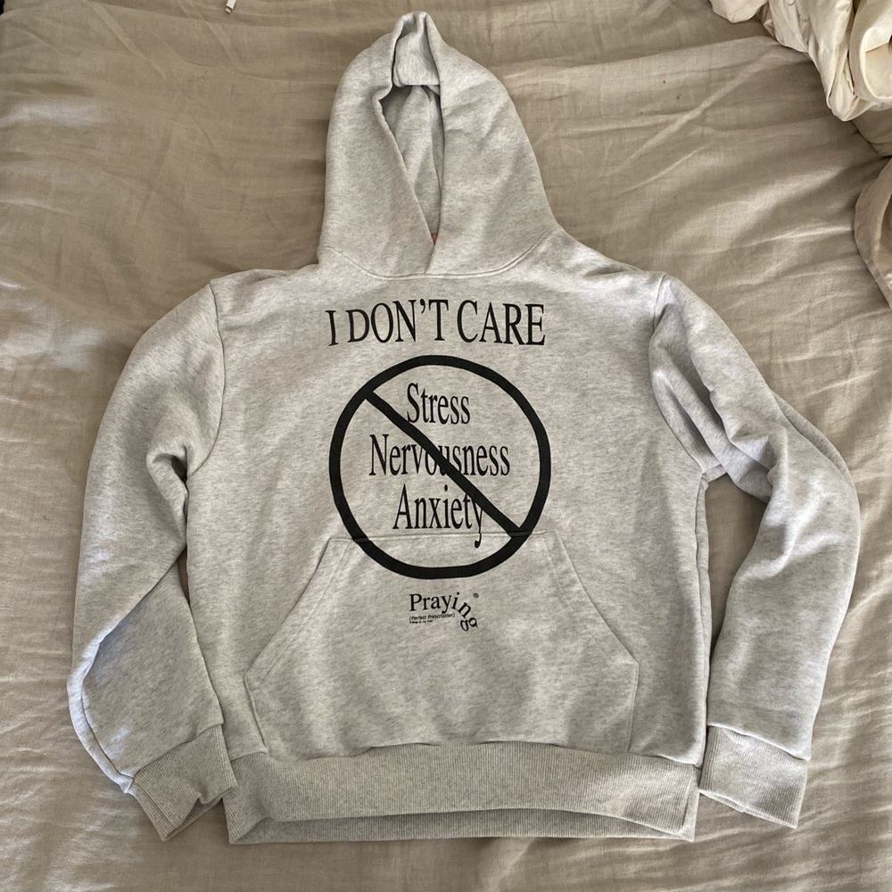 Grey Praying I Don’t Care hoodie